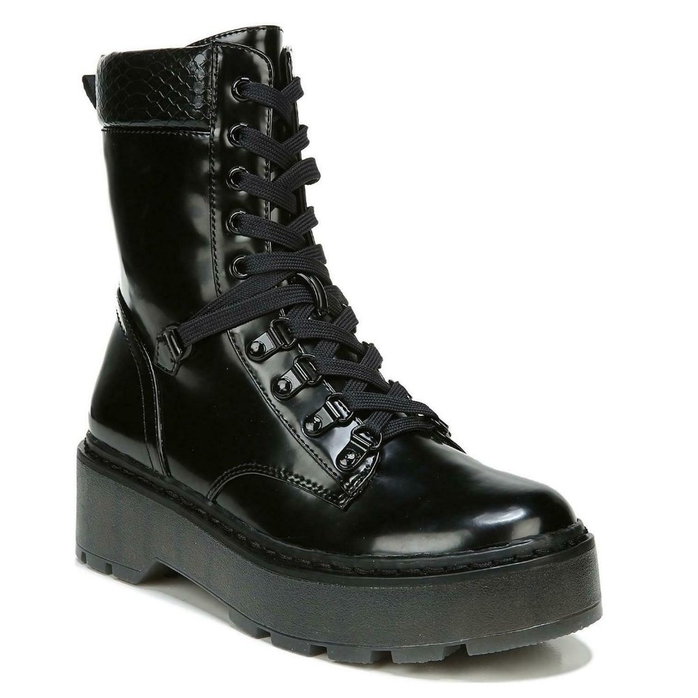 Circus by Sam Edelman Sanders Platform Combat Boots Black Patent Women's 10